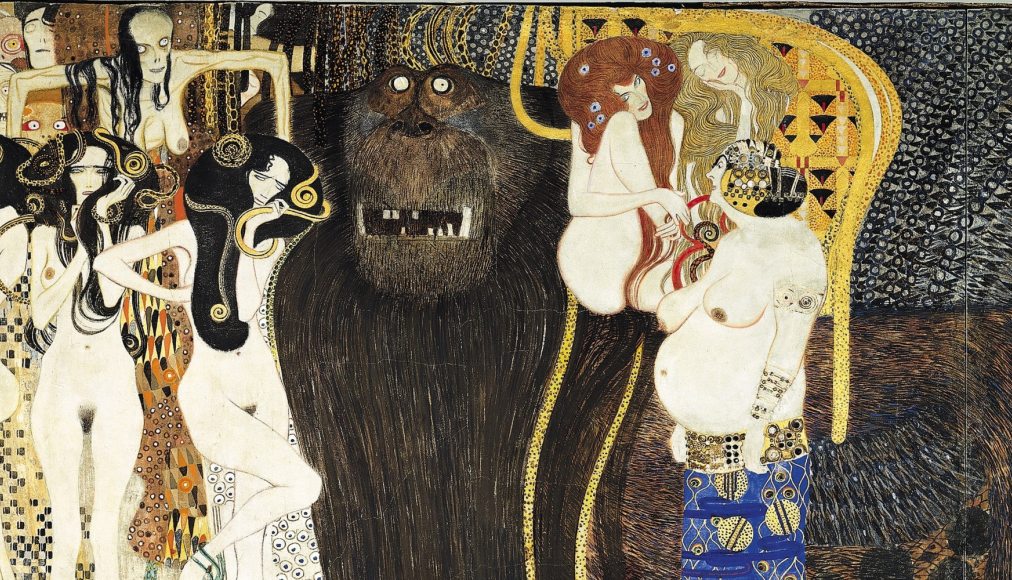 Les forces du Mal et les trois Gorgones, partie de la Frise Beethoven, Gustav Klimt, 1902 / Gustav Klimt - Les forces du Mal et les trois Gorgones - 1902