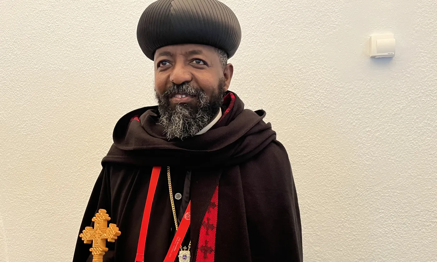 L’archevêque Diyonasiyos Tedia Mengistu de l’Eglise orthodoxe éthiopienne, délégué à la rencontre de Karlsruhe ©Gabrielle Desarzens/RTSreligion