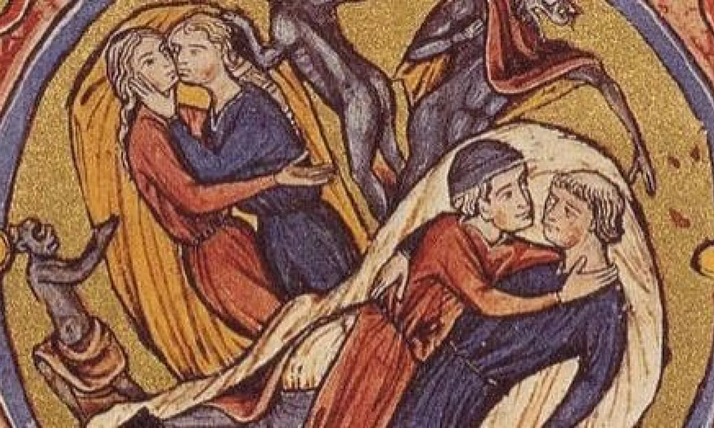 Miniature issue de Bible Moralisée (v. 1220). Codex Vindobonensis 2554. Bibliothèque Nationale de Vienne. ©Public domain, via Wikimedia Commons